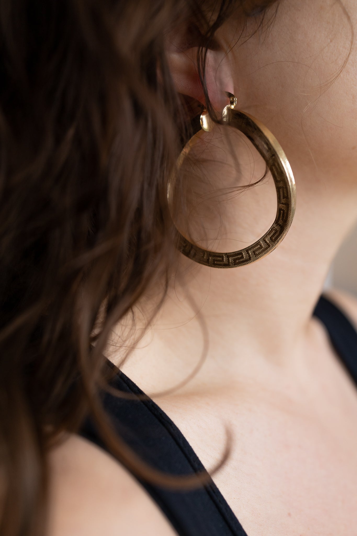 Vintage Greek Key Meander Pattern Hoops Vintage Greek Key Hoops Panakeias Blessings   