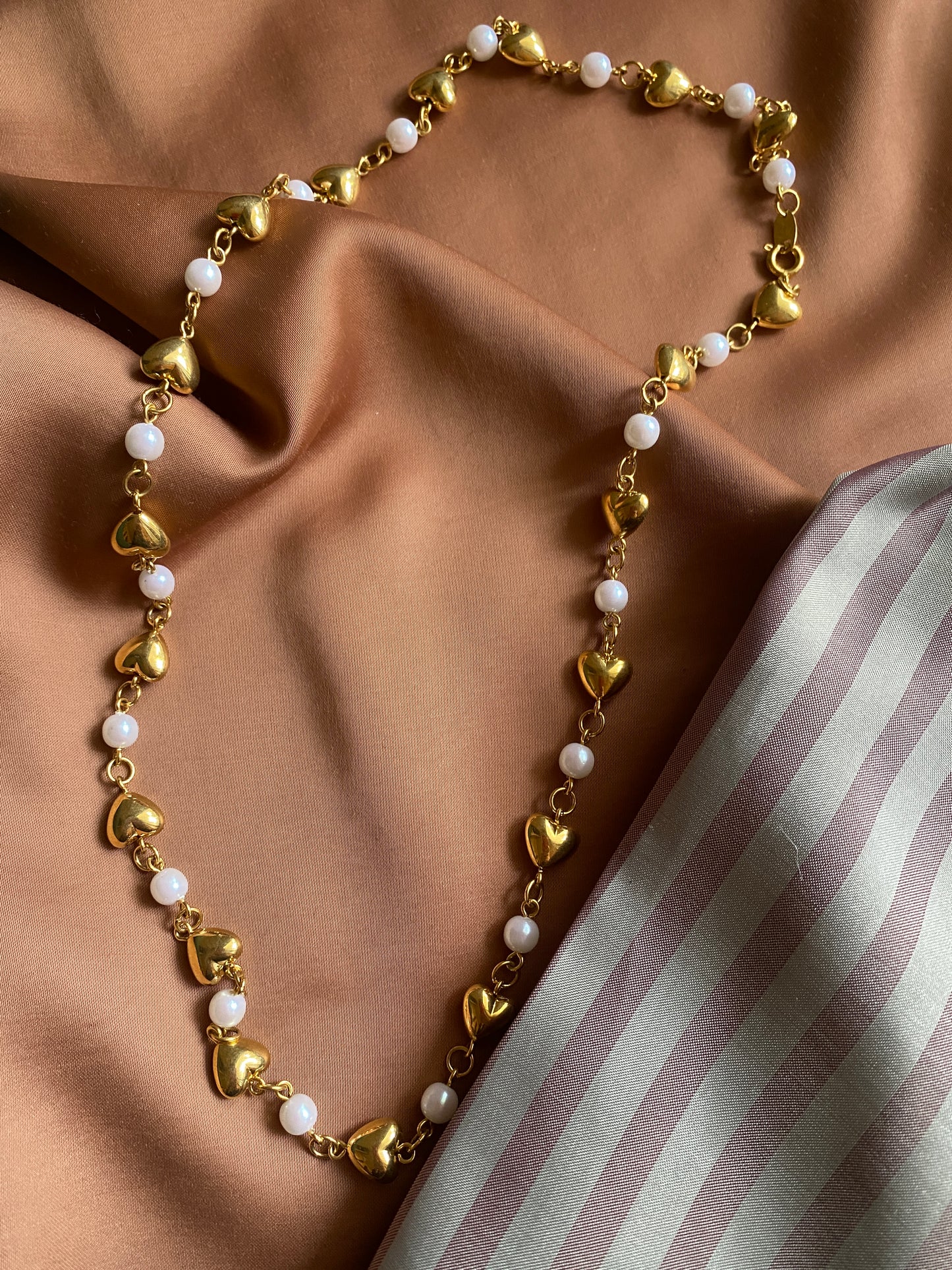 Vintage Trifari Pearl and Gold Heart Necklace Apparel & Accessories Panakeias Blessings   