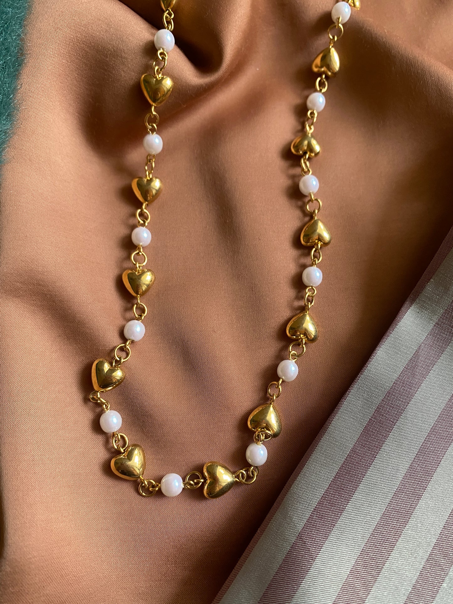 Vintage Trifari Pearl and Gold Heart Necklace Apparel & Accessories Panakeias Blessings   